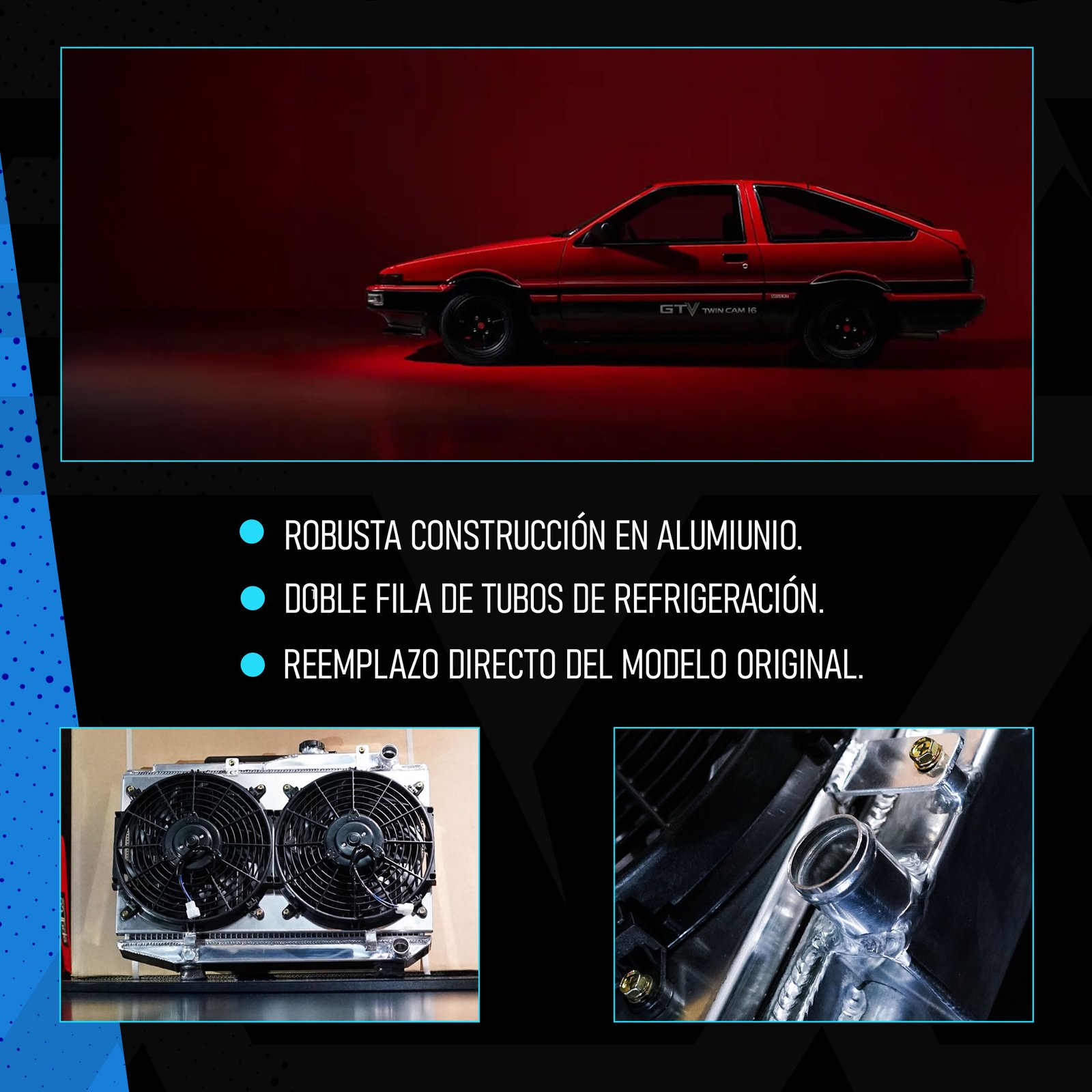 ZEROONE RADIADOR+FANSHROUD TOYOTA AE86 - Imagen 2