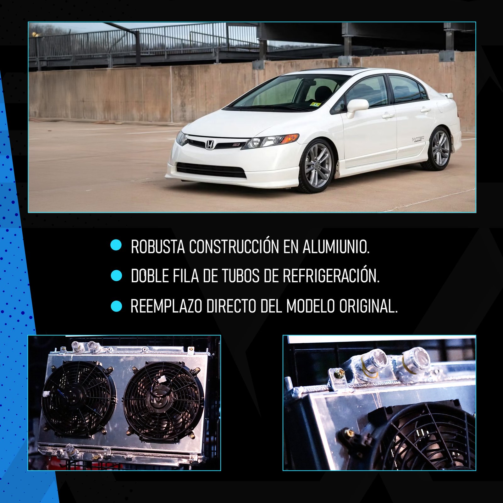 ZEROONE RADIADOR HONDA CIVIC 06-011 42MM - Imagen 2