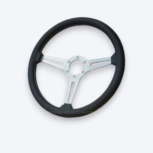 MOMO MANIVEA RETRO PLATA 360MM CUERO NEGRO